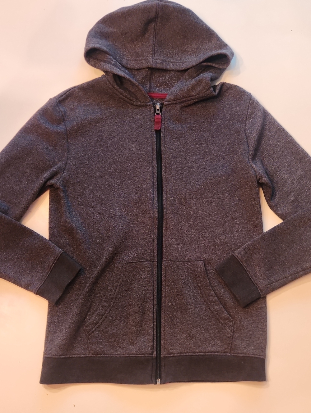 Cat & Jack Boys Gray Heathered Full Zip Hooded Sweatshirt L 12/14